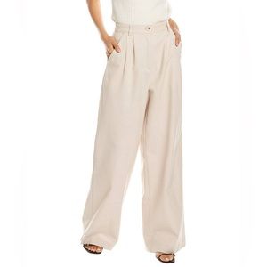 WeWoreWhat - HIGH RISE TWEED PLEATED PANT - CRÈME BRÛLÉE